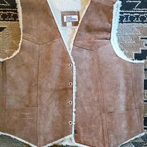 Brown and White Suede Western Vest